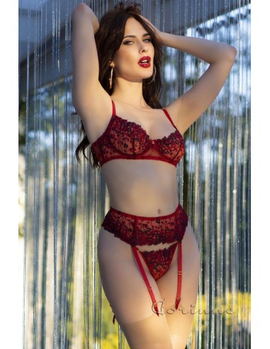 Set intimo 4 pezzi rosso/nero con...