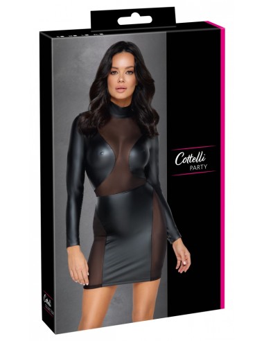 Abito semitrasparente stretto corto a...