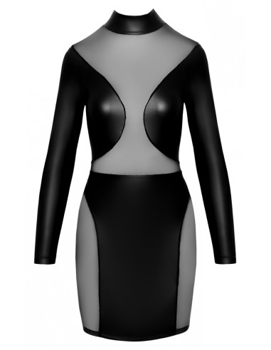 Abito semitrasparente stretto corto a...