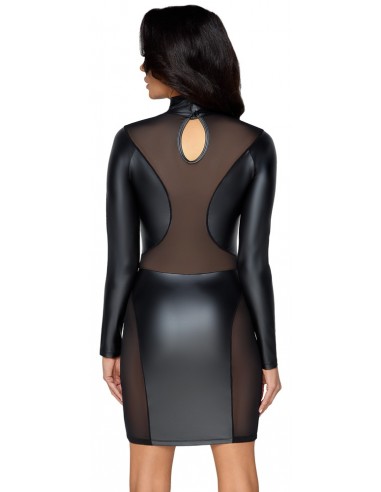 Abito semitrasparente stretto corto a...