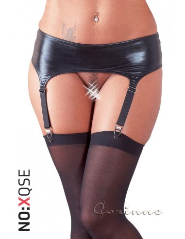 Reggicalze in tessuto lucido + calze. L