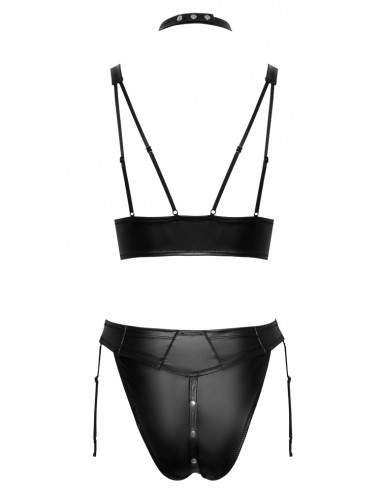 Top + Guepiere bondage nero lucido M