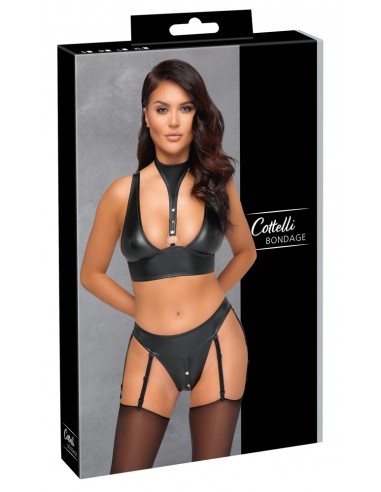 Top + Guepiere bondage nero lucido M