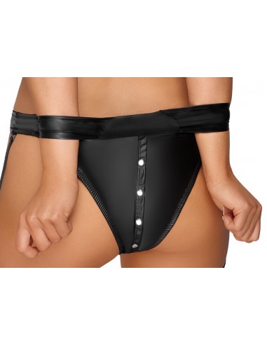 Top + Guepiere bondage nero lucido M