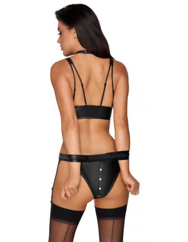 Top + Guepiere bondage nero lucido M