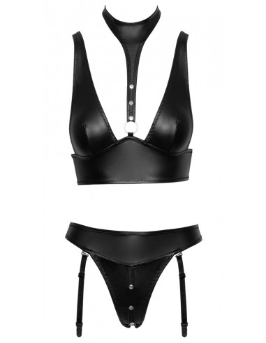 Top + Guepiere bondage nero lucido M