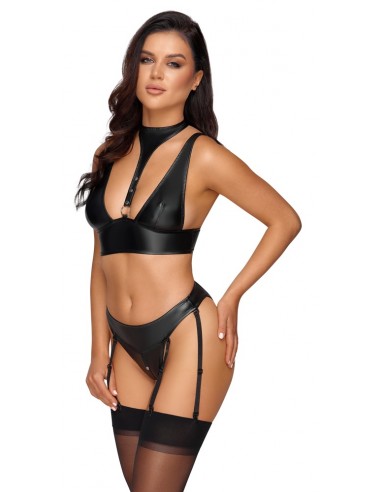 Top + Guepiere bondage nero lucido M