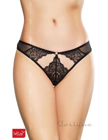 Tanga nero in pizzo e tulle con...