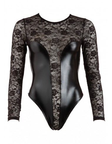 Body nero a maniche lunghe con collo...