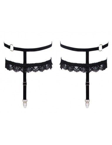 Giarrettiera nera doppia con bretelle...