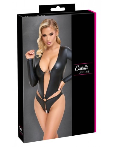 Body nero a maniche lunghe senza...