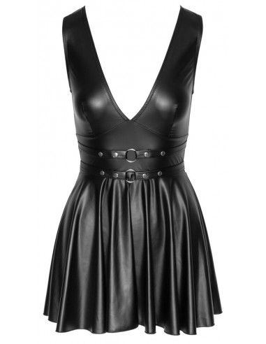 Abito corto in look nero opaco con...