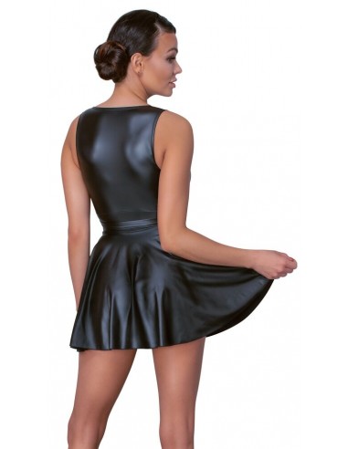 Abito corto in look nero opaco con...