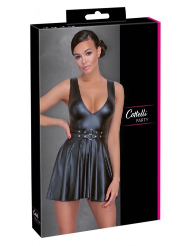 Abito corto in look nero opaco con...