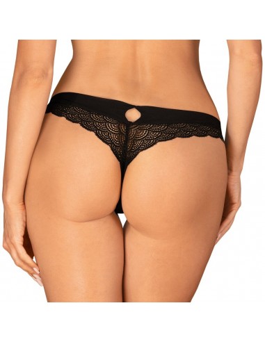 Perizoma nero in pizzo sottile ed...