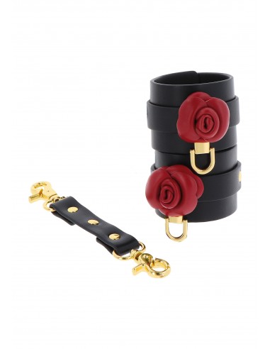Polsini in pelle con rosa rossa...
