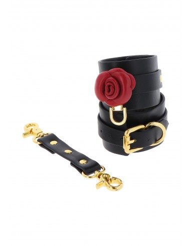 Polsini in pelle con rosa rossa...