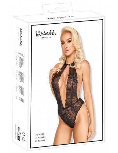 Body in pizzo decorato con pietre e...