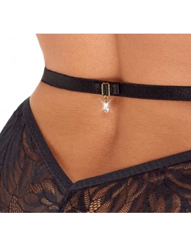 Body in pizzo decorato con pietre e...