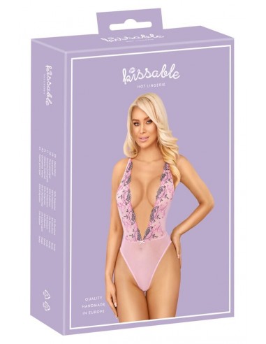 Body extra scollato rosé con ricami...