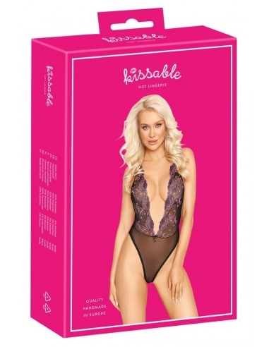 Body extra scollato nero con ricami...