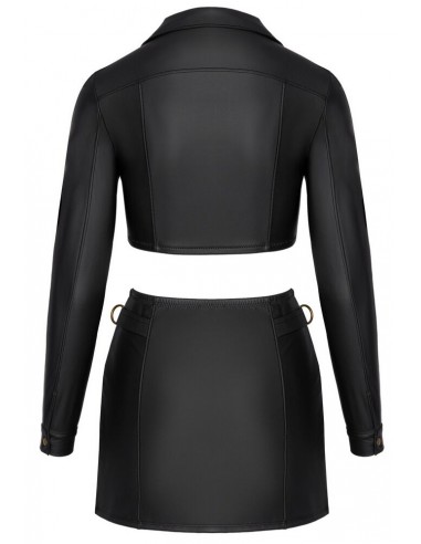 Top corto e minigonna in wetlook nero M