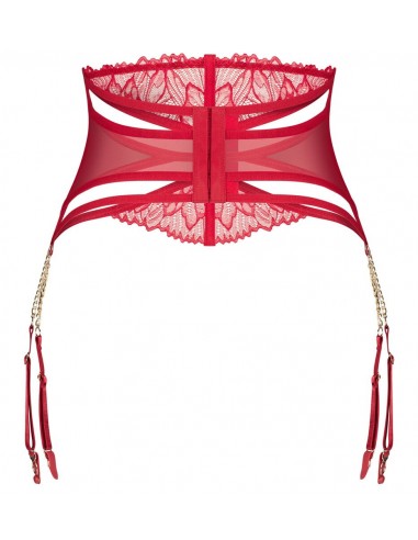 Reggicalze in rosso intenso con tulle...