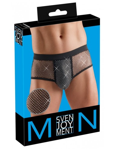 Pantaloncino con strass e inserti in...