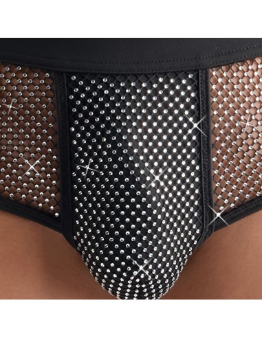 Pantaloncino con strass e inserti in...
