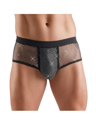 Pantaloncino con strass e inserti in...