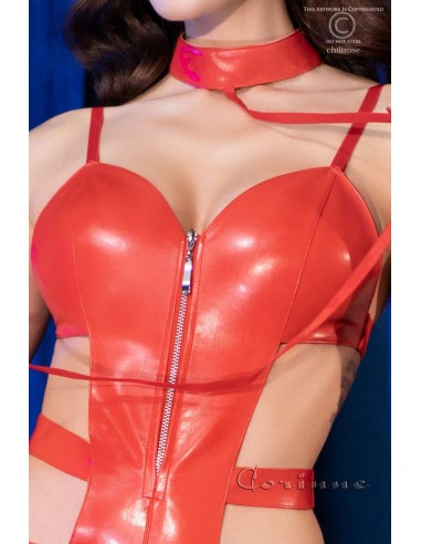 CR-4474 Body rosso in ecopelle con...