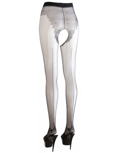 Collant neri aperti in satin e Lycra S